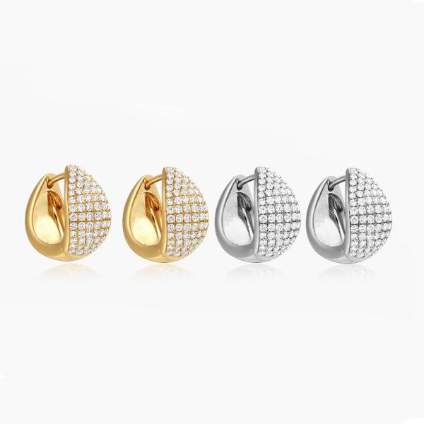 18K gold Pt950  lab diamond white diamonds earrings
