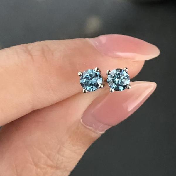 lab diamond jewelry blue earrings