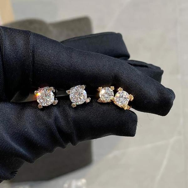 18k gold and Pt950 platinum lab diamond bull head earrings