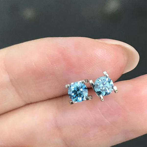 Pt950 lab diamond jewelry blue earrings