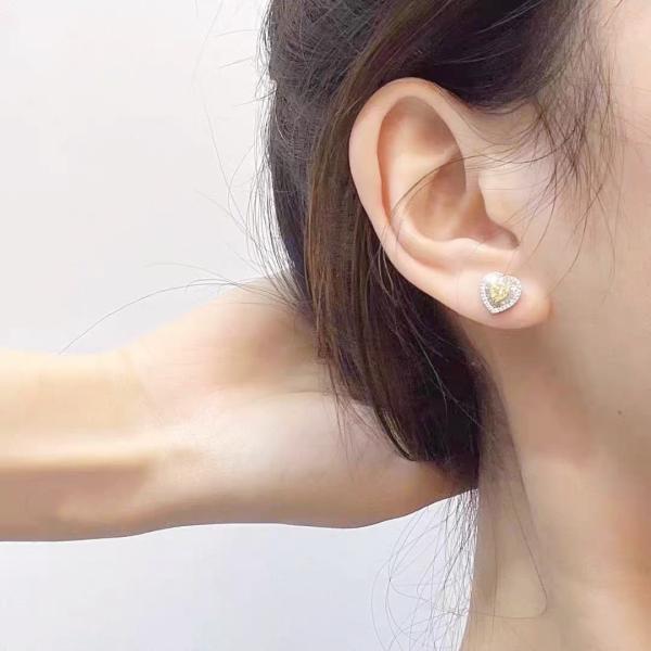 18k gold lab grown yellow diamond earrings