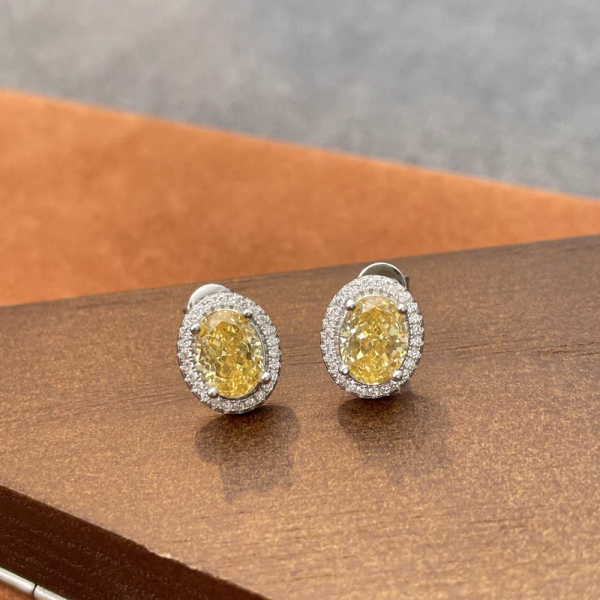 18k oval cut lab diamond earrings