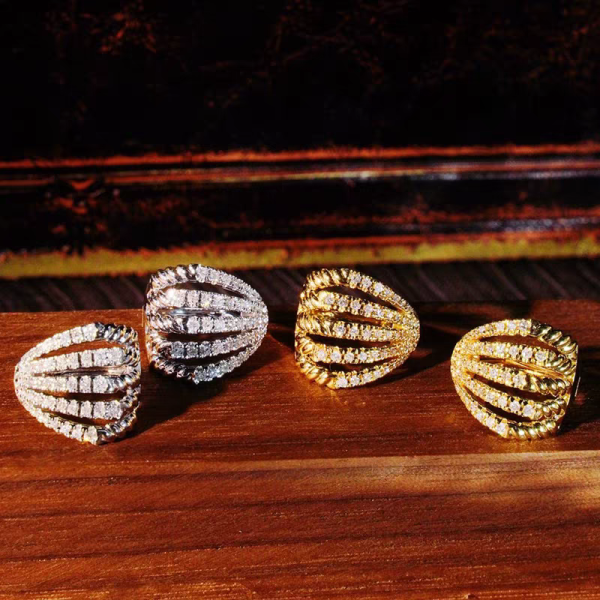 18K gold Pt950  lab diamond vintage earrings