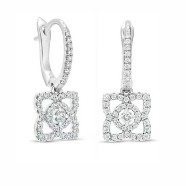 lab grown diamond flower shape drop earrings