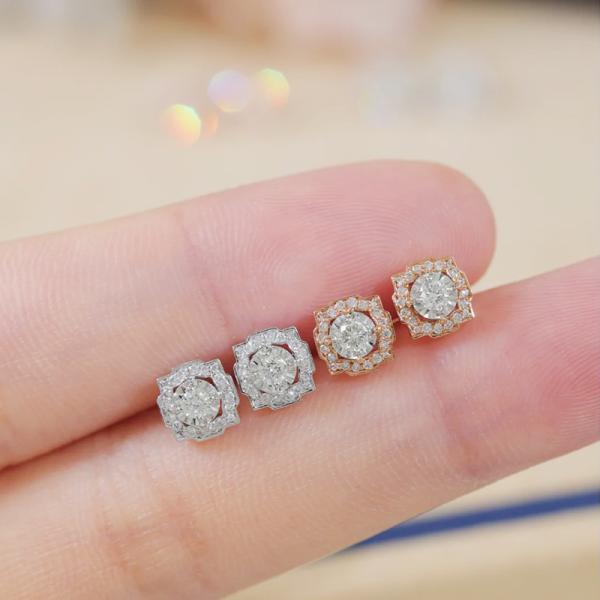9k gold lab grown diamond jewelry flower shape earrings