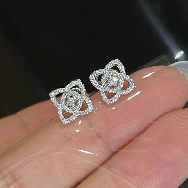 9k gold lab grown diamond jewelry flower shape earrings