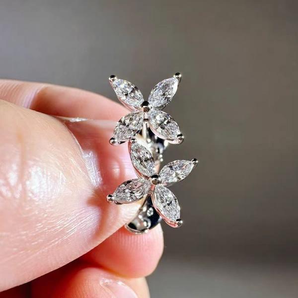 9k lab grown diamond flower stud earrings for gift