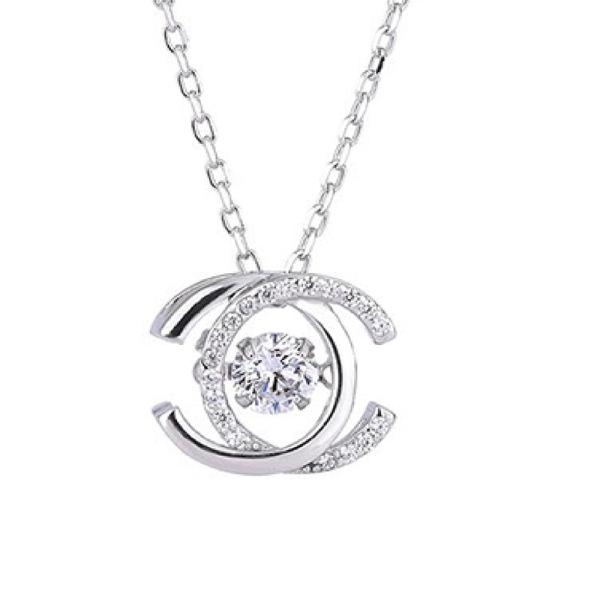18k gold lab diamond double C necklace