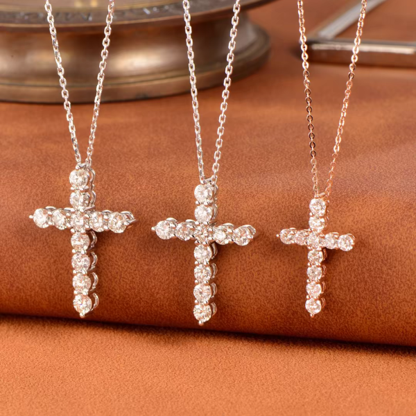 lab diamond cross necklace