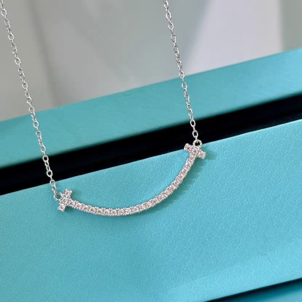 lab diamond smile necklace