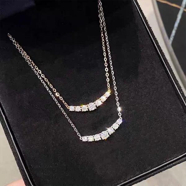 18k gold lab diamond smile necklace