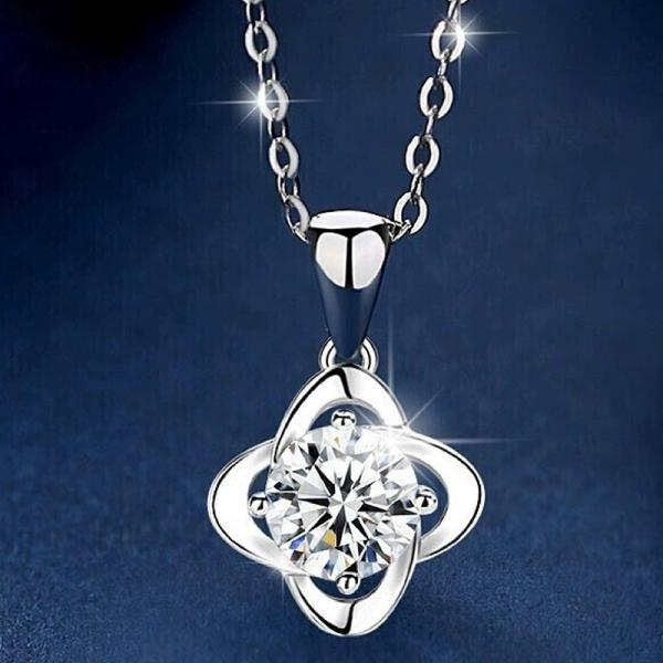 18k gold lab diamonds flower necklace