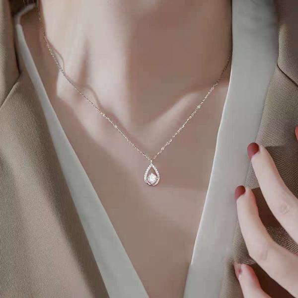 18k gold lab diamond necklace for gift