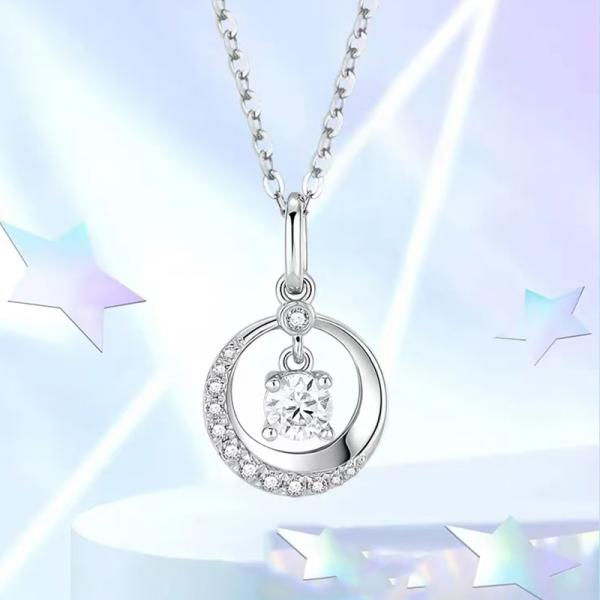 lab diamond moonlight necklace for gift