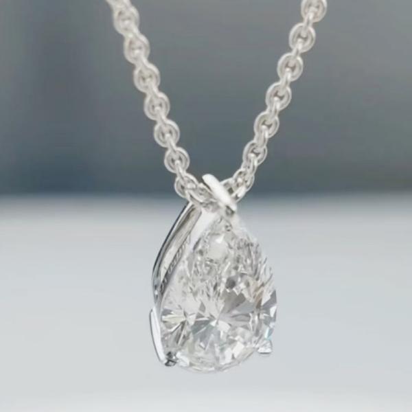 18k gold lab diamond water drop necklace