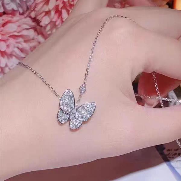 lab full diamond butterfly necklace