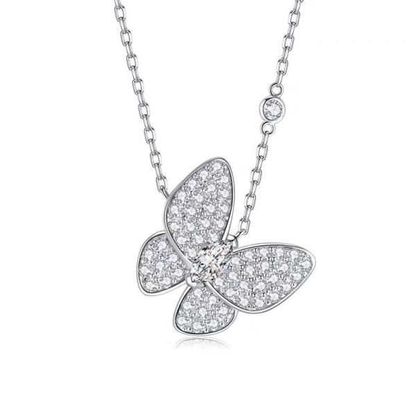 lab full diamond butterfly necklace