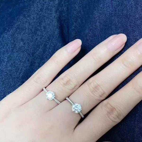lab starlight six claw diamond ring
