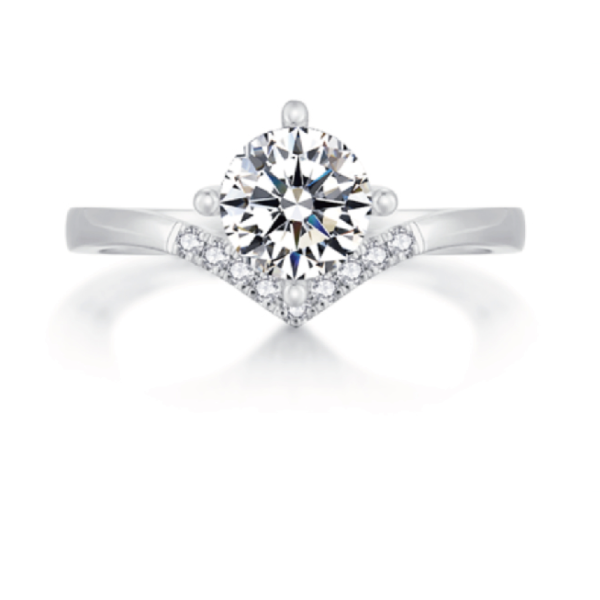 18k gold lab grown V shape diamond ring