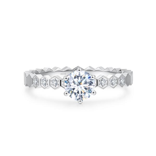 Silver honeycomb Lab-grown Diamond Rings