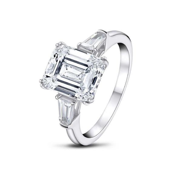Emerald three-carat Lab-grown Diamond Ring