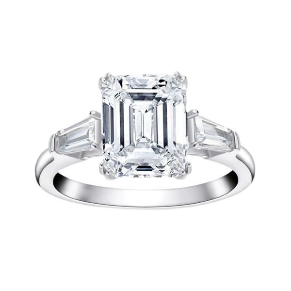 Emerald three-carat Lab-grown Diamond Ring