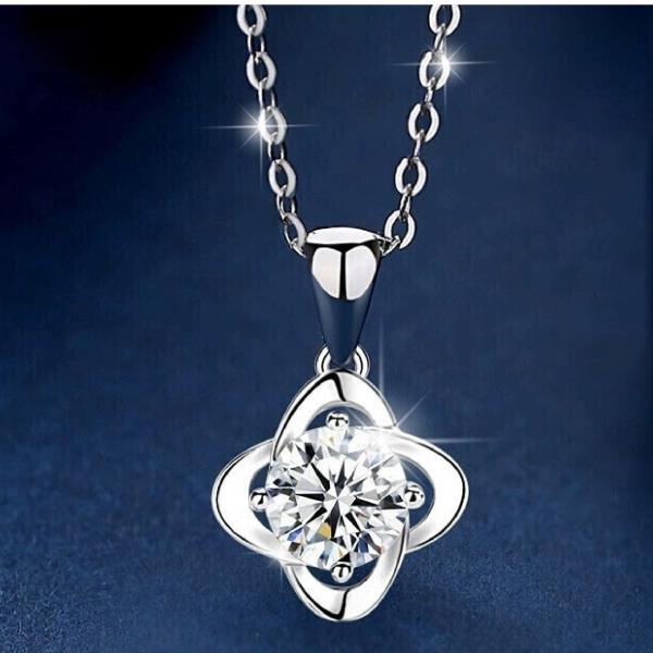 Lab Grown Diamond Lotus Necklace 18K White Gold