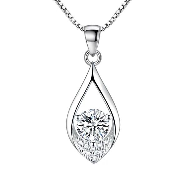 Lab Grown Diamond Waterdrop-shaped necklaces in 18K White Gold