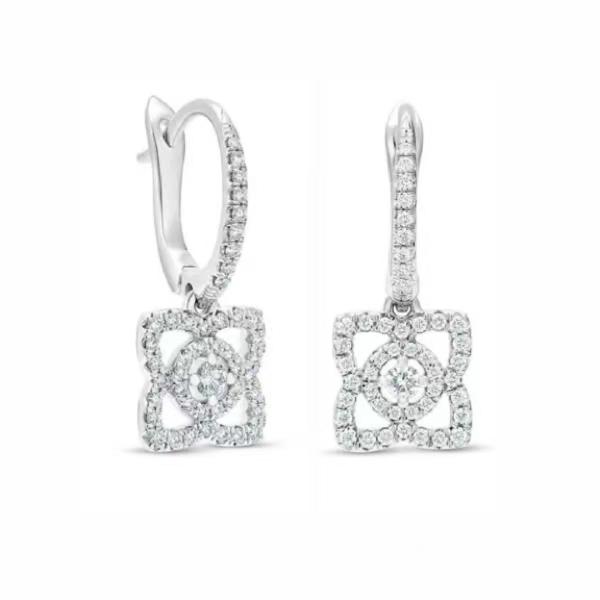 Lab Grown Diamond Lotus Earrings 18K White Gold